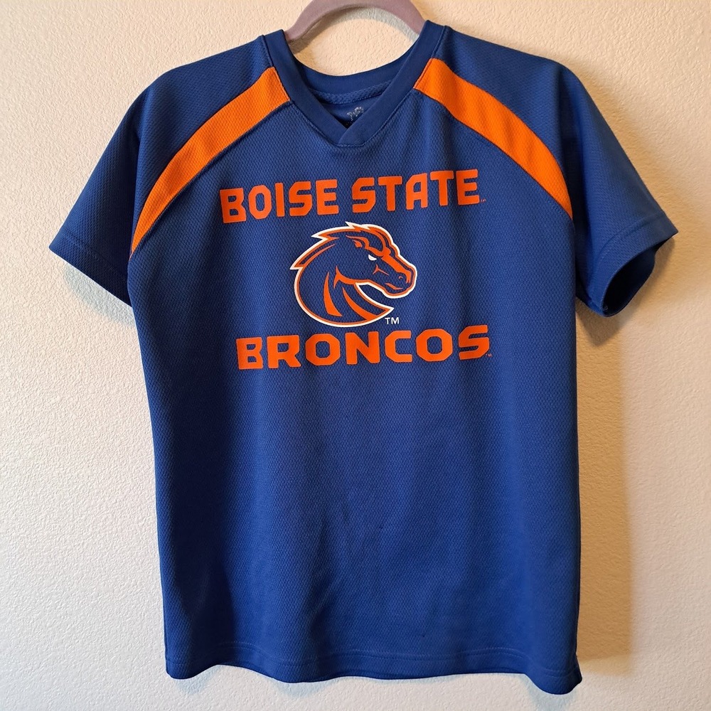 Boise State Broncos Youth Blue Orange Performance V-Neck T-Shirt L 14/16